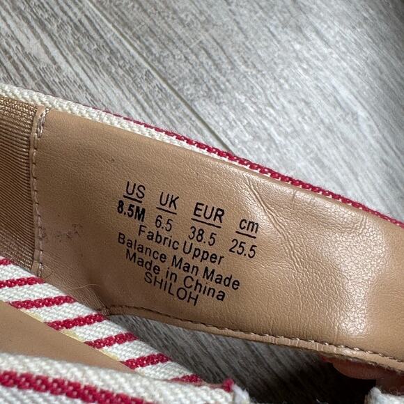 ABELLA TRUE COMFORT Women’s Shiloh Red and White Striped Espadrille Wedges - Picture 7 of 10